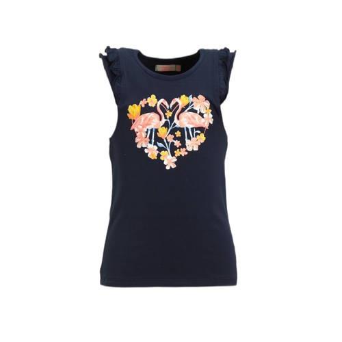 Orange Stars singlet Penelope met printopdruk navy Blauw Meisjes Katoe...