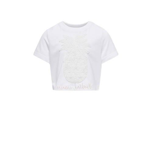 KIDS ONLY GIRL T-shirt KOGKARLA met printopdruk en 3D applicatie wit M...