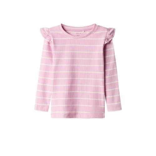 NAME IT MINI gestreepte longsleeve NMFKIANNA roze/ecru Meisjes Stretch...