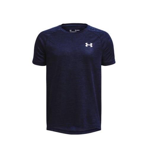 Under Armour sportshirt Tech 2.0 donkerblauw/wit Sport t-shirt Jongens...