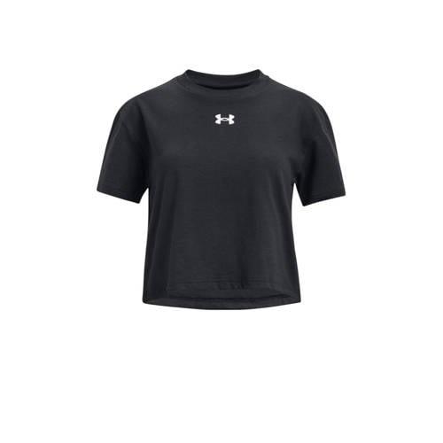 Under Armour sportshirt Sportstyle Logo zwart/wit Sport t-shirt Meisje...