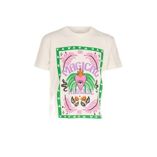 Shoeby T-shirt met printopdruk ecru Wit Meisjes Katoen Ronde hals Prin...