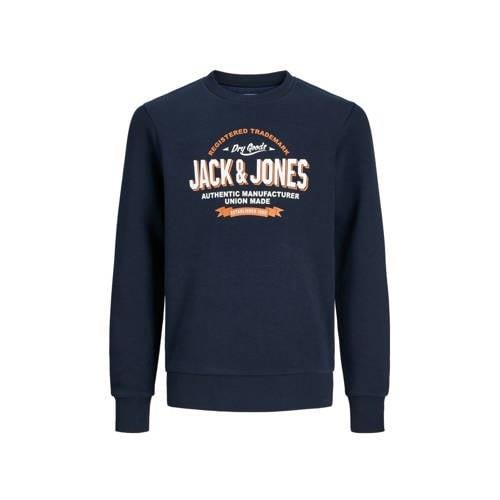 JACK & JONES JUNIOR sweater JJELOGO met logo donkerblauw Logo - 152