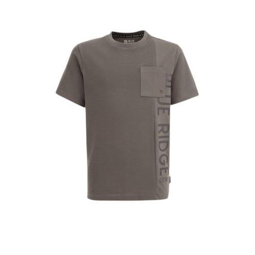 WE Fashion T-shirt bruin Jongens Katoen Ronde hals Effen - 110/116