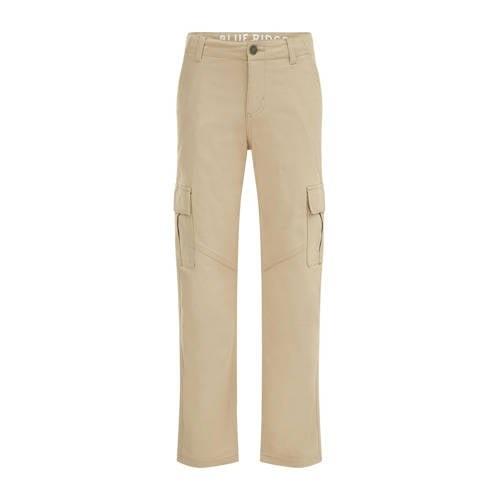 WE Fashion Blue Ridge straight fit cargobroek zand Beige Jongens Stret...