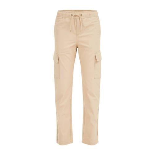 WE Fashion Blue Ridge tapered fit cargobroek beige Jongens Katoen Effe...