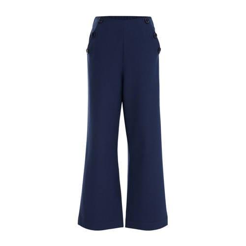 WE Fashion straight fit broek donkerblauw Meisjes Polyester Effen - 11...