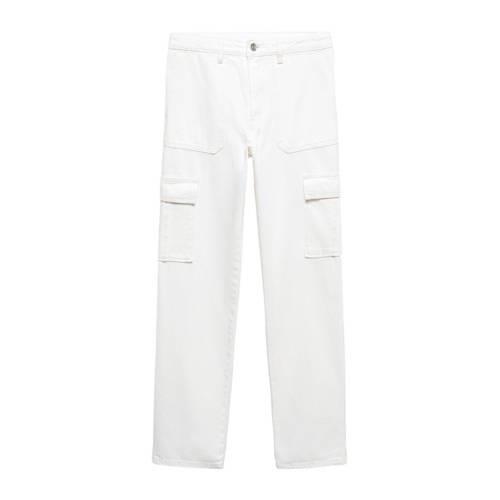 Mango Kids straight fit jeans wit Meisjes Katoen Effen - 152(XXS)