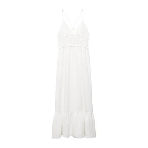 Mango Kids gehaakte maxi jurk offwhite Wit Meisjes Katoen V-hals Effen...