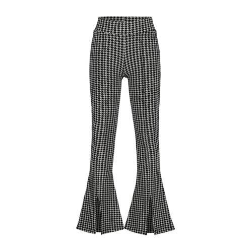 Vingino flared broek Sarita met pied-de-poule zwart/wit Meisjes Stretc...