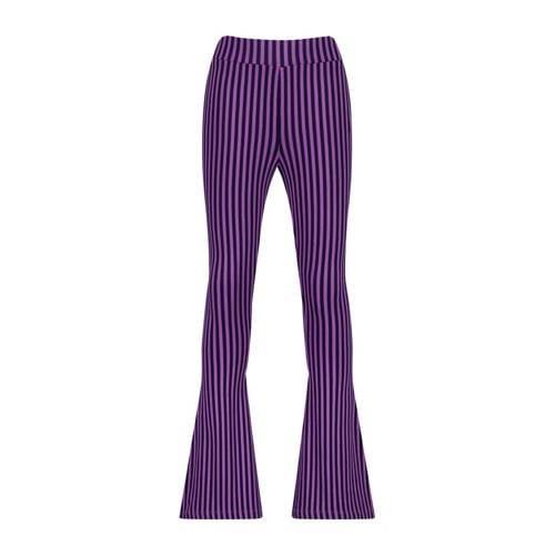 Vingino gestreepte flared broek Safien paars/zwart Meisjes Viscose Str...