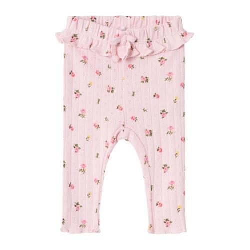 NAME IT BABY baby gebloemde regular fit broek NBFDANINA roze Meisjes K...