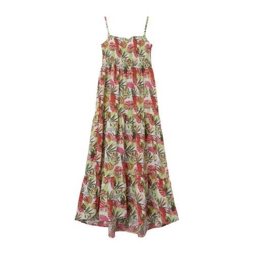 NAME IT KIDS maxi jurk NKFVINAYA met all over print felroze/groen/wit ...