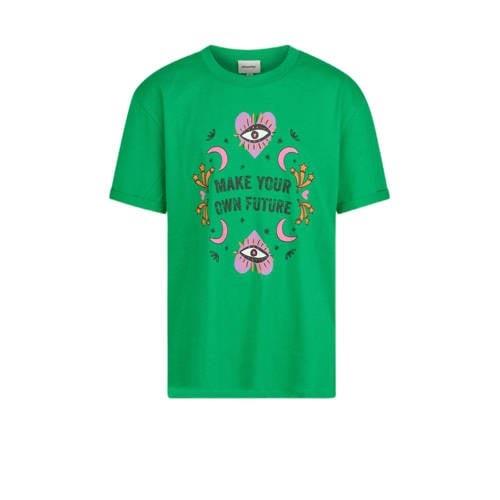 Shoeby T-shirt met printopdruk groen Meisjes Katoen Ronde hals Printop...