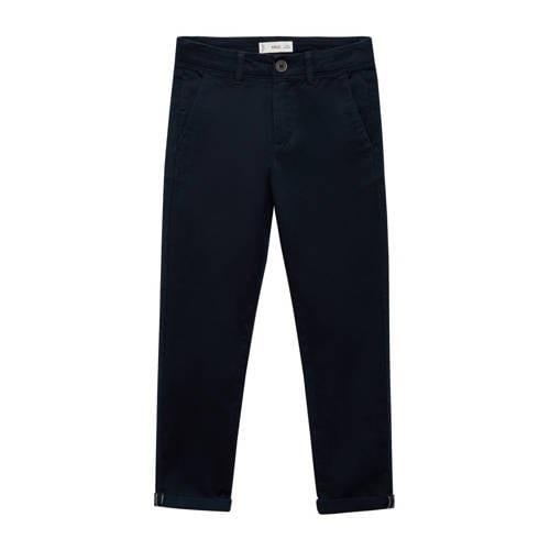 Mango Kids broek marine Wit Jongens Stretchkatoen Effen - 128