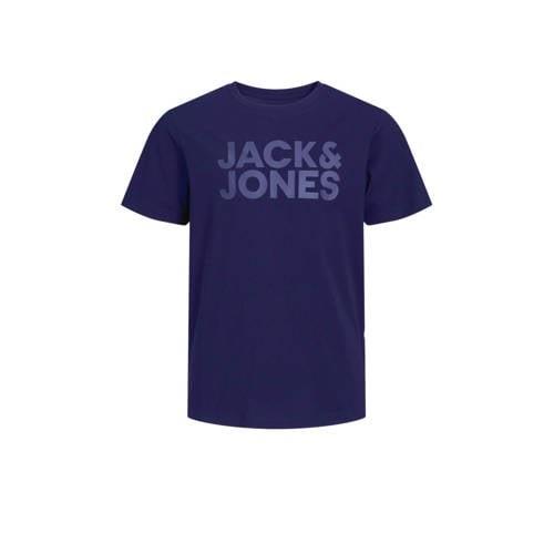 JACK & JONES JUNIOR T-shirt JJECORP met tekst marine Blauw Jongens Kat...