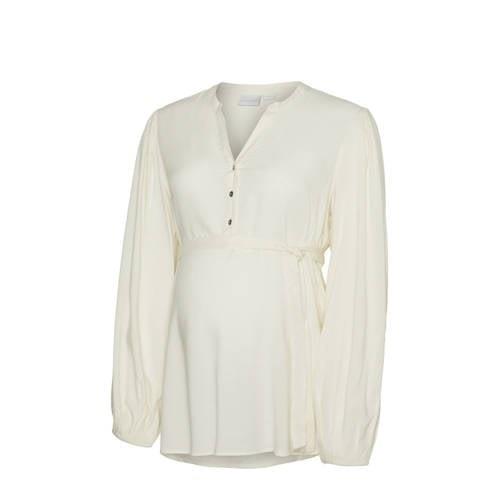 MAMALICIOUS zwangerschapsblouse MLMERCY ecru Dames Viscose V-hals Effe...