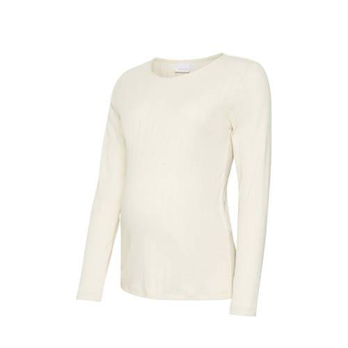 MAMALICIOUS zwangerschapslongsleeve MLALIKA ecru Dames Katoen Ronde ha...