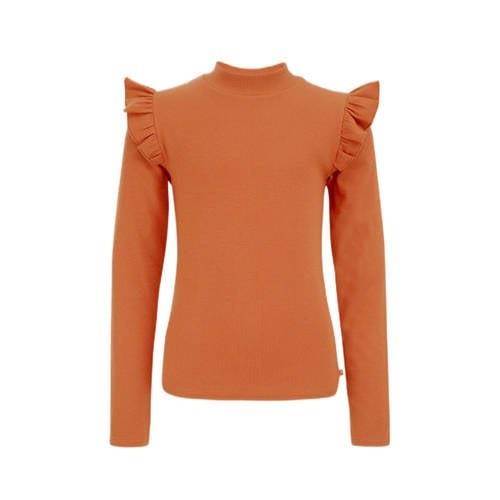 WE Fashion longsleeve donker oranje Meisjes Stretchkatoen Ronde hals E...