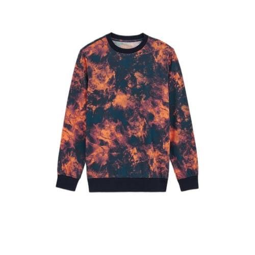 WE Fashion sweater donkerblauw Trui Jongens Katoen Ronde hals Tie-dye ...