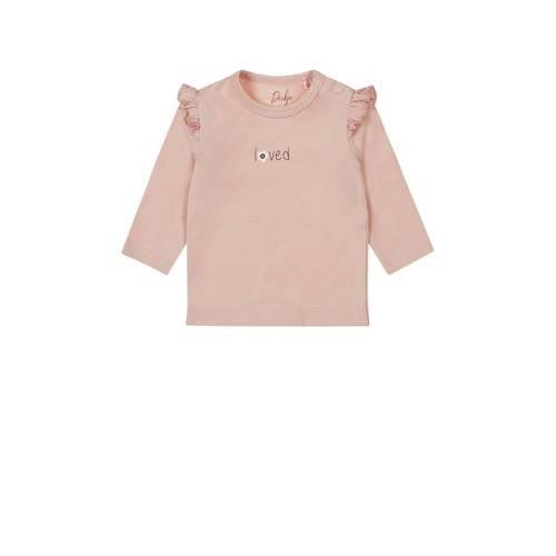 Dirkje baby longsleeve met printopdruk en ruches roze Meisjes Stretchk...