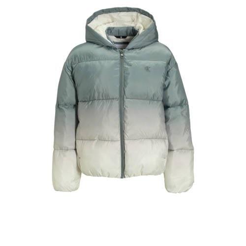 Calvin Klein tie-dye gewatteerde winterjas groen/offwhite Meisjes Poly...