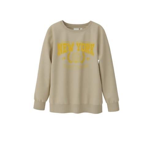 NAME IT KIDS sweater NKMLAMANE met printopdruk beige Printopdruk - 122...