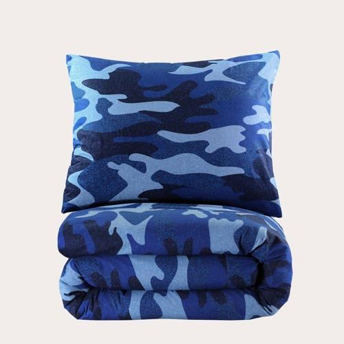 NOUS Kids katoenen dekbedovertrek 1 persoons (140x200 cm) Blauw Camouf...