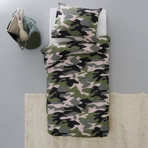 NOUS Kids katoenen dekbedovertrek peuter (120x150 cm) Groen Camouflage