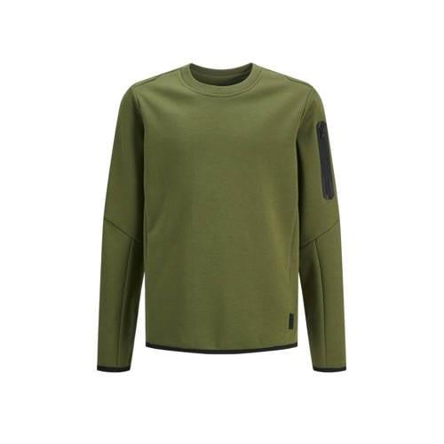 JACK & JONES JUNIOR sweater JCOFUSION mosgroen Effen - 140