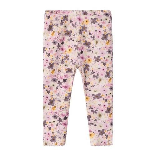 NAME IT BABY baby gebloemde regular fit legging NBFLOSA roze Meisjes K...