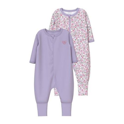 NAME IT BABY pyjama NBFNIGHTSUIT lila Paars Jongens/Meisjes Katoen Ron...