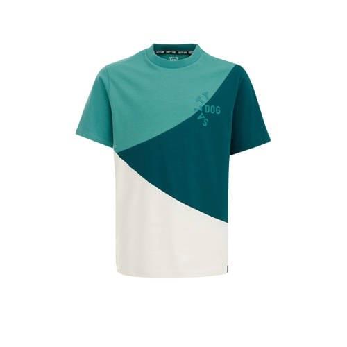 WE Fashion T-shirt groen/wit Jongens Katoen Ronde hals Meerkleurig - 1...