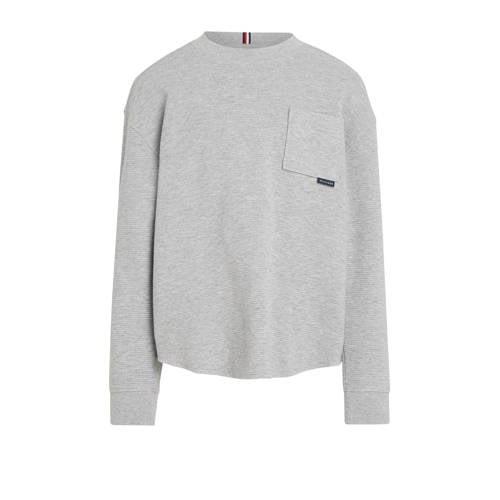 Tommy Hilfiger gemêleerde longsleeve grijs Jongens Katoen Ronde hals M...