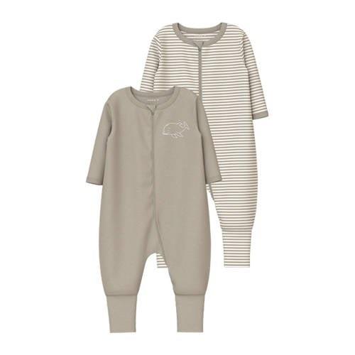 NAME IT BABY pyjama - set van 2 donkerblauw/wit Beige Jongens Katoen R...