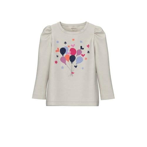 NAME IT MINI longsleeve NMFLONNIA met printopdruk ecru Meisjes Katoen ...