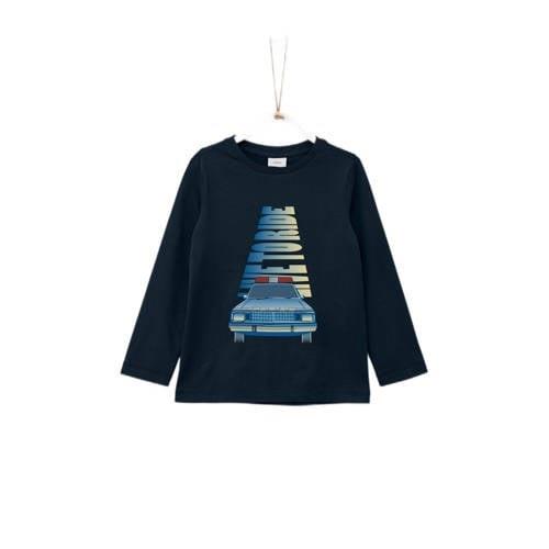 s.Oliver longsleeve met printopdruk donkerblauw Jongens Katoen Ronde h...