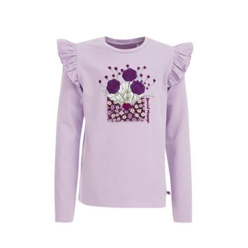 WE Fashion gestreepte longsleeve slate purple Paars Meisjes Stretchkat...