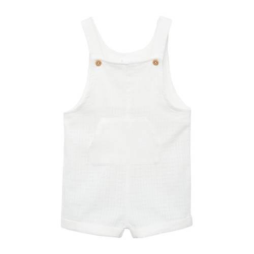 Mango Kids baby tuinbroek naturel wit Meisjes Katoen Vierkante hals Ef...