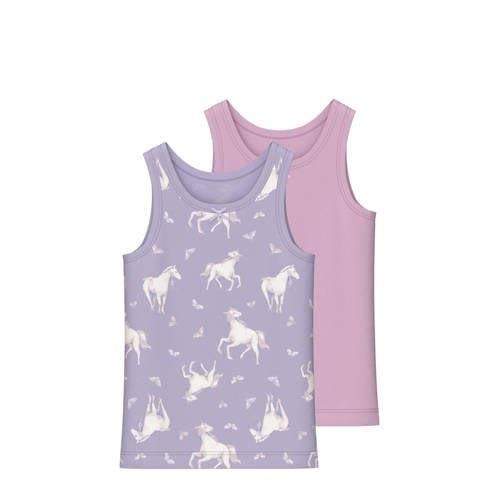 NAME IT MINI hemd NMFTANK TOP HORSE - set van 2 lila/roze Paars Meisje...