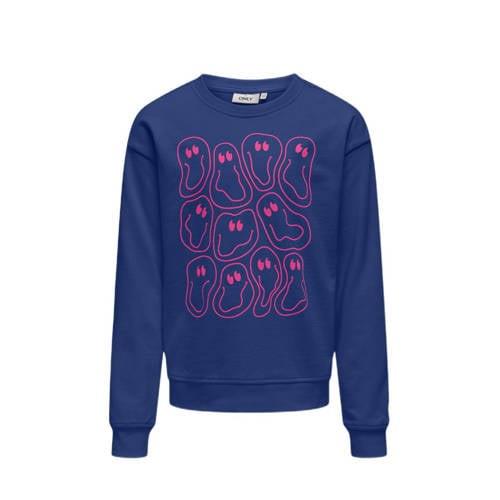 KIDS ONLY GIRL sweater KOGLISSIE met backprint hardblauw Backprint - 1...