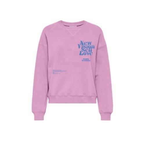 KIDS ONLY GIRL sweater KOGDIANA met tekst zoetroze Tekst - 122/128