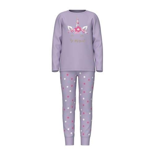 NAME IT KIDS pyjama NKFNIGHTSET MAGICAL lila Paars Meisjes Stretchkato...