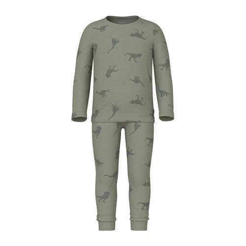 NAME IT MINI pyjama NMMNIGHTSET DINO groen Jongens Stretchkatoen Ronde...