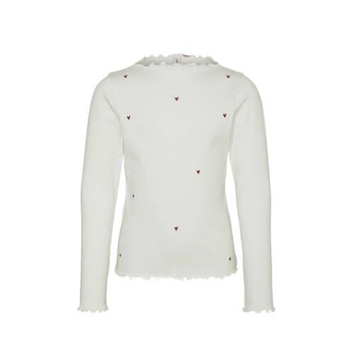 VERO MODA GIRL longsleeve VMLAVENDER KELLY met hartjes en borduursels ...