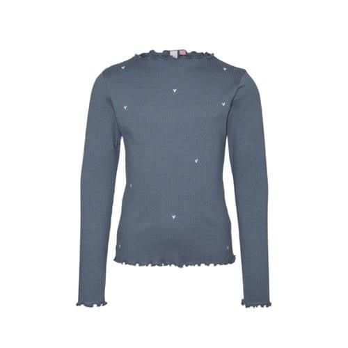 VERO MODA GIRL longsleeve VMLAVENDER KELLY met hartjes en borduursels ...