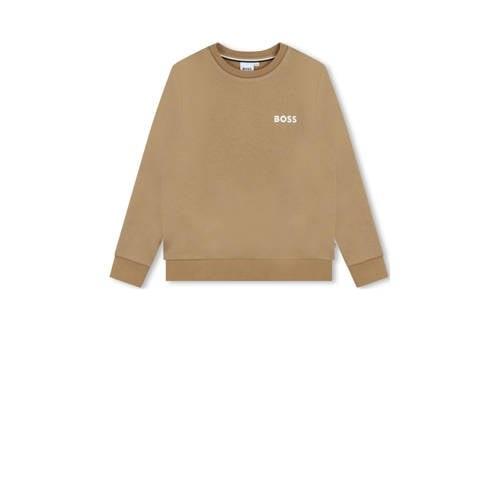 BOSS sweater met logo beige Jongens Katoen Ronde hals Logo - 170