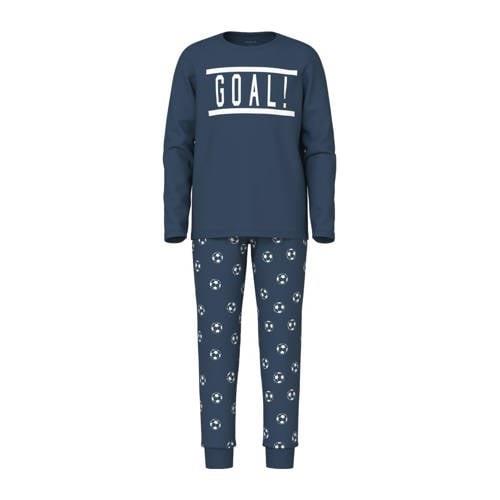 NAME IT KIDS pyjama NKMNIGHTSET FOOTBALL donkerblauw/wit Jongens Stret...