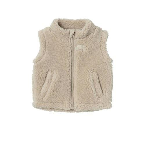 NAME IT BABY baby bodywarmer NBNLOFEN beige Jongens Teddy Opstaande kr...