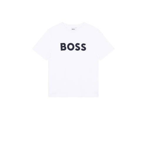 BOSS T-shirt met logo wit Jongens Katoen Ronde hals Logo - 128